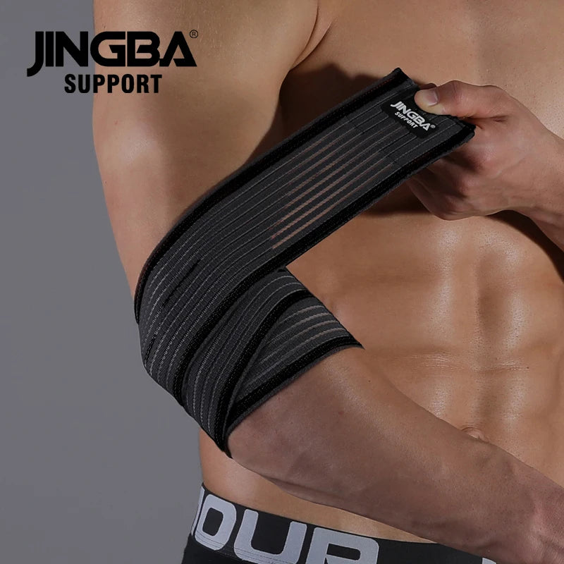 JINGBA Support 1 Pcs Adjustable Weightlifting Elbow Protector Elastic Strap For Fitness Bodybuilding Gym Workout Training Support Elbow Pads B