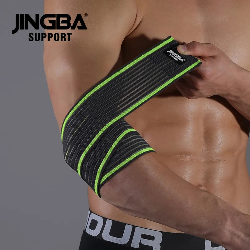 JINGBA Support 1 Pcs Adjustable Weightlifting Elbow Protector Elastic Strap For Fitness Bodybuilding Gym Workout Training Support Elbow Pads B