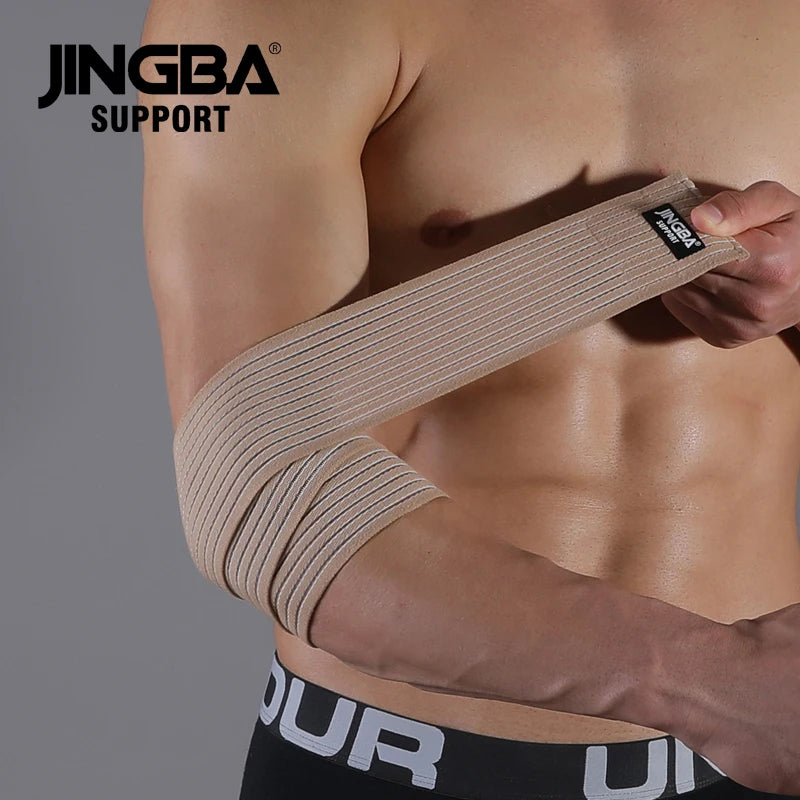 JINGBA Support 1 Pcs Adjustable Weightlifting Elbow Protector Elastic Strap For Fitness Bodybuilding Gym Workout Training Support Elbow Pads B