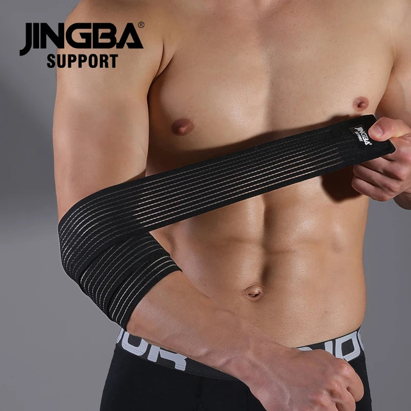 JINGBA Support 1 Pcs Adjustable Weightlifting Elbow Protector Elastic Strap For Fitness Bodybuilding Gym Workout Training Support Elbow Pads B