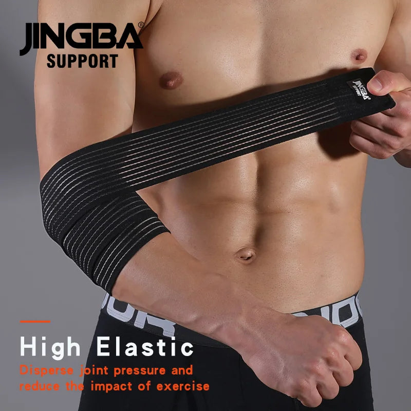 JINGBA Support 1 Pcs Adjustable Weightlifting Elbow Protector Elastic Strap For Fitness Bodybuilding Gym Workout Training Support Elbow Pads B
